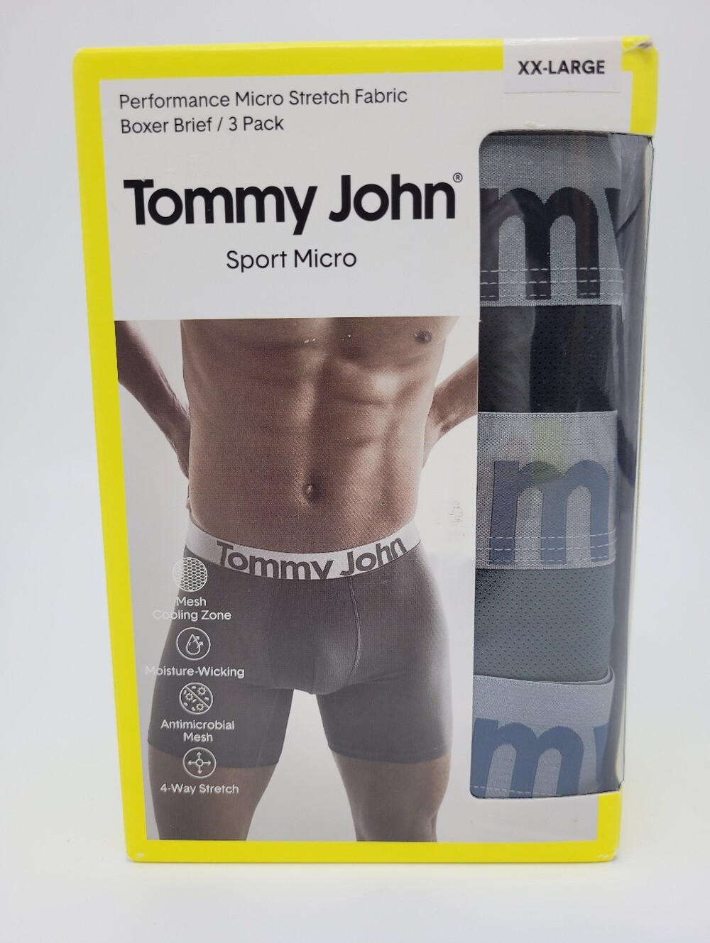 Tommy John Boxer Briefs Sport Micro 4 Way Stretch Black Blue Gray 3 Pack XXL NEW